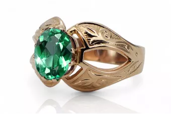 Émeraude Or rose 14 carats vintage d'origine Anneau Style vintage vrc135r
